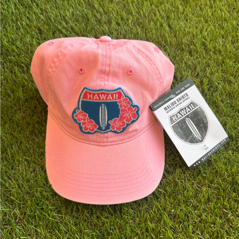 Pink Hawaii Surfboard Embroidered Baseball Cap